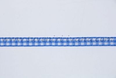 Кариран ширит за декорация в бяло и синьо, ширина 0,7 см