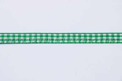 Кариран ширит за декорация в бяло и зелено, ширина 10 мм