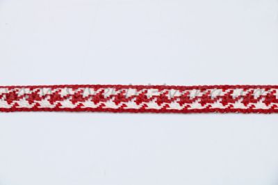 Памучен ширит за декорация в бяло и червено, ширина 1,0 см