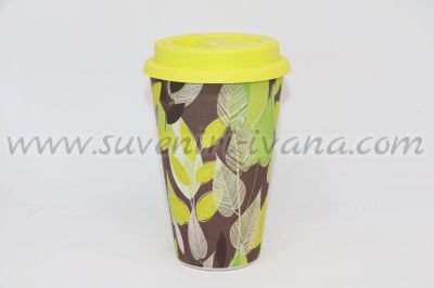 Бамбукова чаша с флорални мотиви, модел три