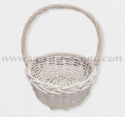 бяла кръгла плетена кошница за цветя