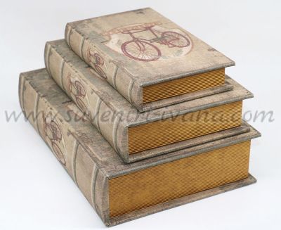 Комплект дървени кутии с формата на книги, модел две