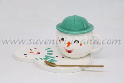 Комплект чаша с чинийка снежен човек, модел три