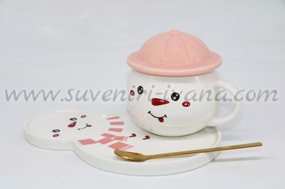 Комплект чаша с чинийка снежен човек, модел четири