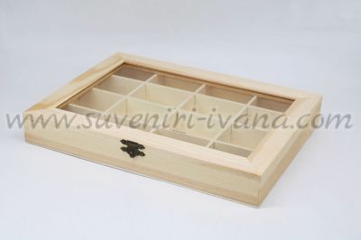 Дървена кутия за принадлежности с 16 отделения