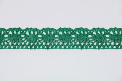 Зелена памучна дантела за декорация, ширина 2,5 см