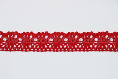 Червена памучна дантела за декорация, ширина 2,7 см