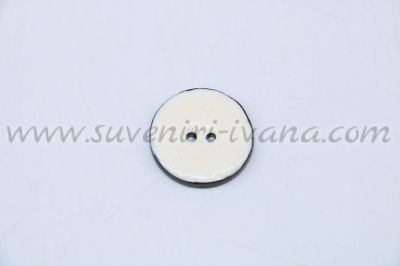Дървено копче с бяло емайлирано покритие 2,5 см