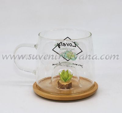 чаша с бамбукова чинийка Lovely Succulents