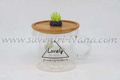 Стъклена чаша 'Lovely Succulents', модел три