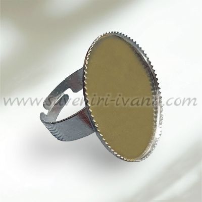 Метална основа за пръстен за кабошон 25 мм