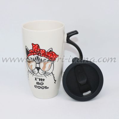 арт чаша с коте и надпис 'I'm so cool'