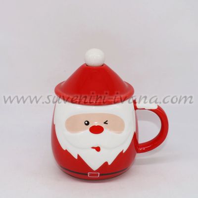Чаша дядо Коледа с капаче и лъжичка, модел три