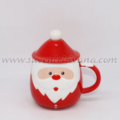 Чаша дядо Коледа с капаче и лъжичка, модел четири