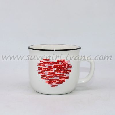 Чашка за кафе с червено сърце I love you