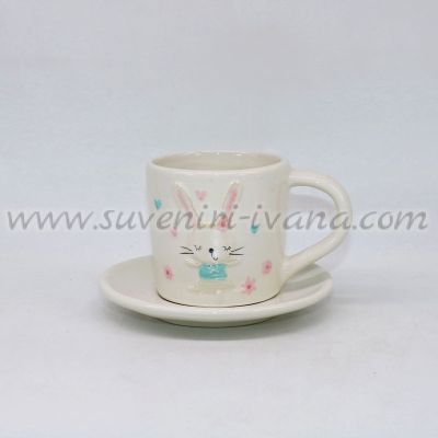 Комплект за чай или кафе чаша със зайче плюс чинийка