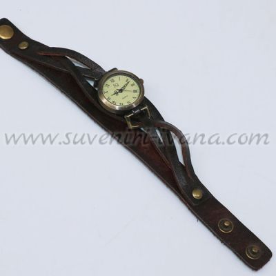 винтидж ръчен часовник тип гривна с каишка от естествена кожа