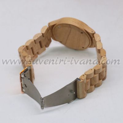 елегантен ръчен часовник от бамбуков материал с дървена каишка