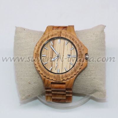 Дървен часовник за ръка с дървена каишка, модел четири
