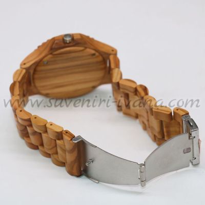 луксозен ръчен часовник от бамбуков материал с дървена каишка и функция дата