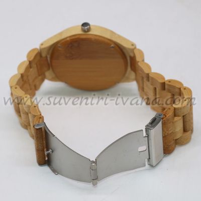 прекрасен ръчен часовник от бамбуков материал с дървена каишка и функция дата