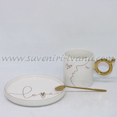 подаръчен комплект Love за сервиране на чай или кафе