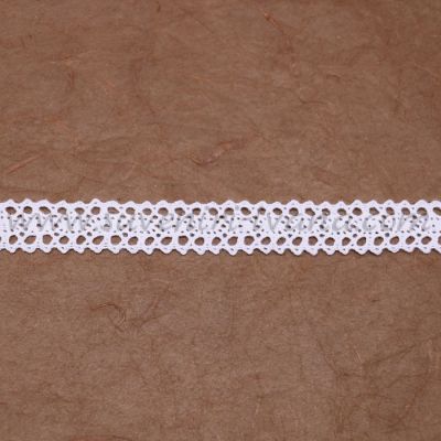 Бяла памучна дантела за декорация, ширина 1,6 см