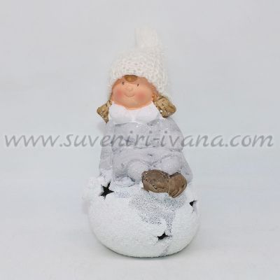 светеща коледна декорация дете и снежна топка