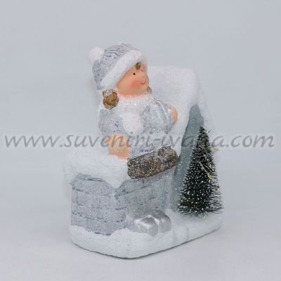 светеща коледна декорация дете и елха