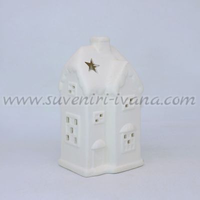 керамична декоративна къщичка свещник за чаена свещ