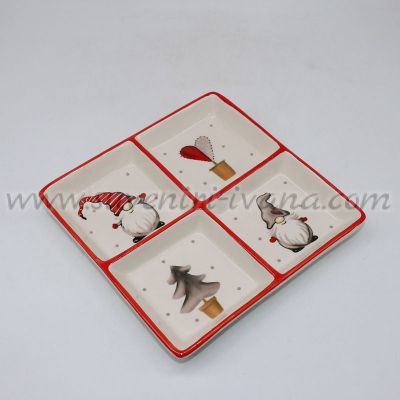 коледно керамично плато с 4 отделения