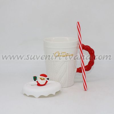 чаша за коледа с капаче и сламка