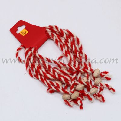 комплект 10 броя мартеници гривни с дървено мънисто