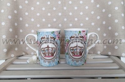 Комплект две порцеланови чаши за чай или кафе в луксозна кутия