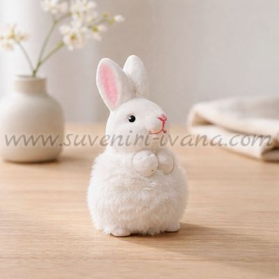 Декоративно керамично зайче с пухкаво тяло, модел едно