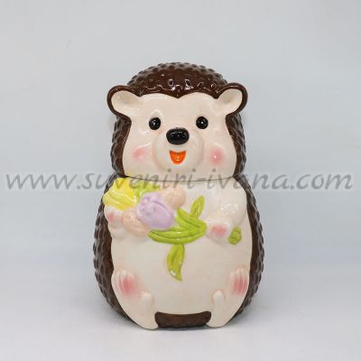 керамичен буркан таралеж с капак за съхранение на бонбони или декорация