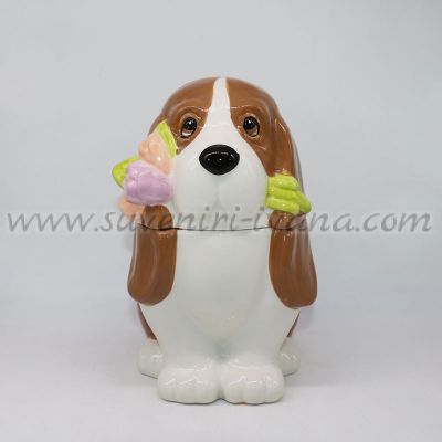 Керамичен буркан куче с капак – красива пролетна декорация