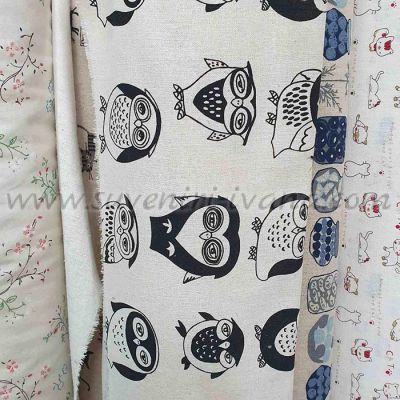 Памучен плат с животни – бухалчета