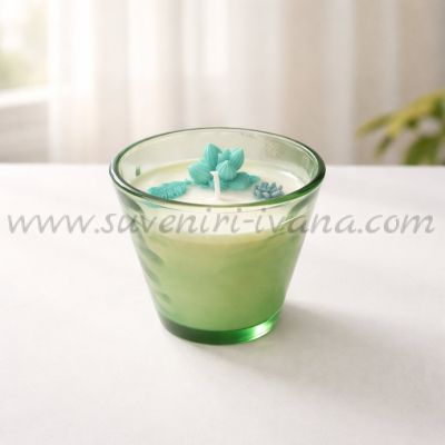 ръчно изработена свещ от растителен восък с памучен фитил