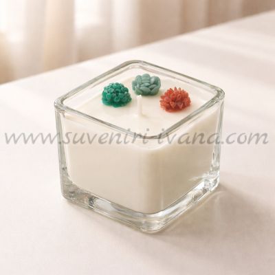 Малка ароматна свещ с жасмин в стъклена чаша 5.5 см