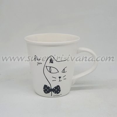 Керамична чаша For You с коте и панделка