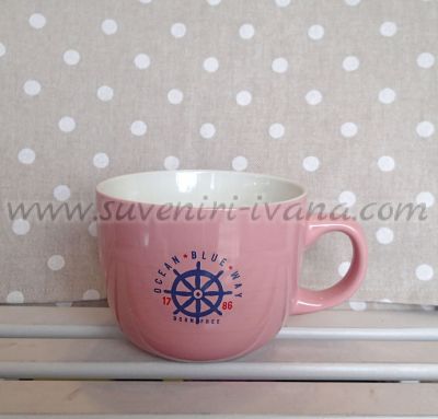 Порцеланова чаша за чай или капучино розова 14,0 х 8,5 см.