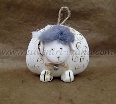 Овца керамична с ръчна декорация 8,5 х 7,0 см.