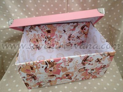 Сгъваема кутия за съхранение с метални ъгли на капака, розова
