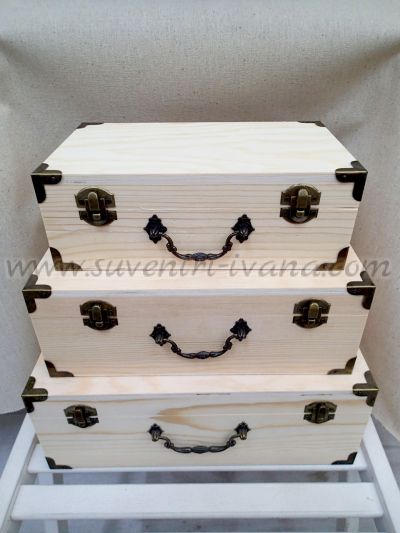 дървени кутии куфар комплект 3 броя