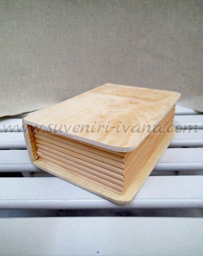 Дървена кутия - книга с чекмедже, натурална 14,0 х 10,0 х 4,5 см.