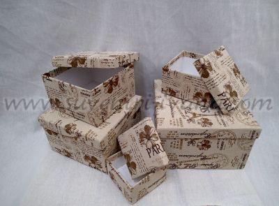 кутии от картон с покритие от ленено-памучен плат, комплект 5 броя