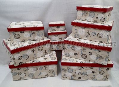 Kутии за подаръци с покритие от ленено-памучен плат, комплект 10 броя