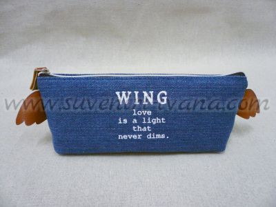 Чантичка за принадлежности Wing от дънков плат, синя