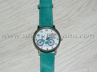 часовник колело зелена каишка
